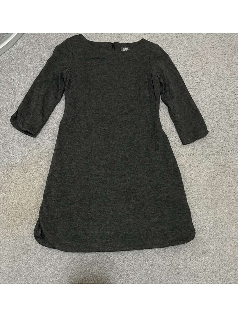 Vince Camuto Women Dress 2 Grey A-Line 3/4 Sleeve Knee Length Polyester